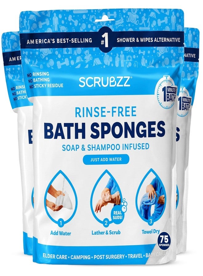 Scrubzz Disposable No Rinse Bathing Wipes - All-in-1 Single Use Shower Wipes, Simply Dampen, Lather, and Dry Without Shampoo or Rinsing (Unscented, 3-Pack) - Image 1