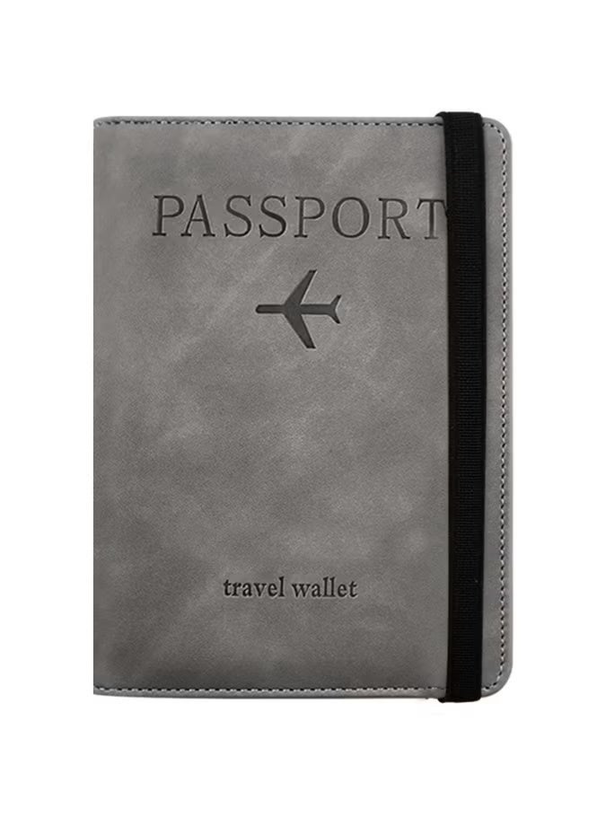 ريبوكس حامل جواز السفر واقي غطاء مع حزام مرن، جلد صناعي مانع RFID منظم واقي للمستندات، لبطاقات الائتمان والهوية، بطاقات الصعود - Image 3