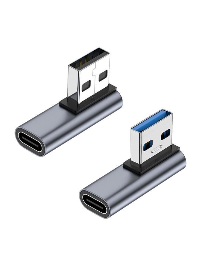 AreMe 90 Degree USB C Female to USB Male Adapter 2 Pack, Left and Right Angle Type C to USB A Charger Converter for iPhone, Apple iWatch Watch, Airpods, iPad Air Mini and More - Image 1