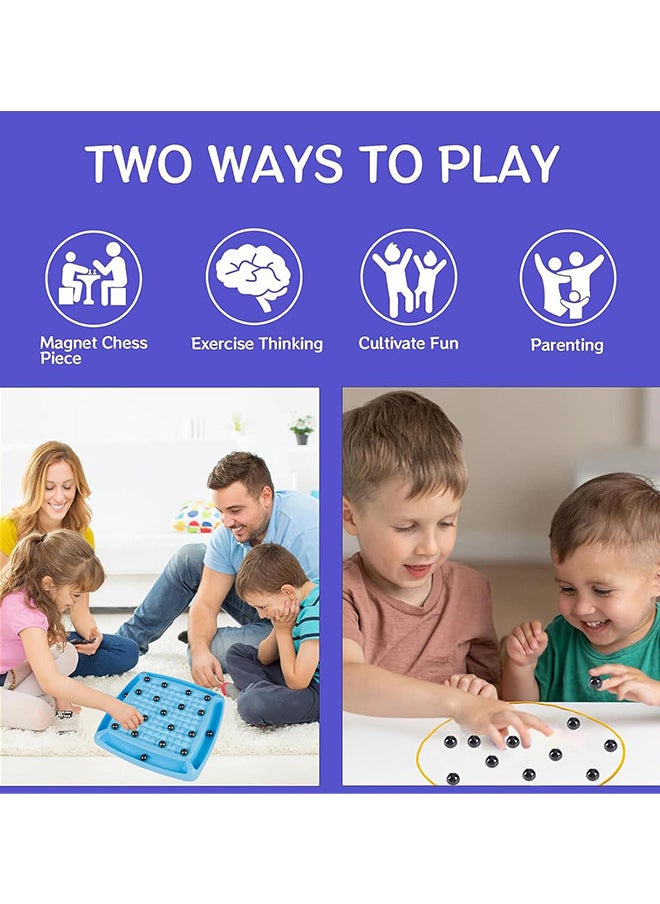 Generic - Magnetic Chess Game Set with Punishment Wheel Portable Strategy Table Game with 20 Rocks Fun Chess Board Family Games Multiplayer Game with Storage Bag for Kids Adult - Image 1