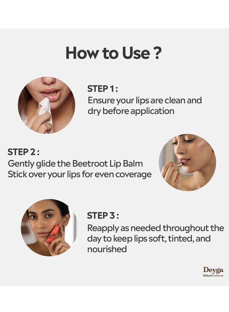 Deyga Beetroot Lip Balm | Tinted Lip Care | For Dry & Chapped Lips | For Pigmented Lips | For Women & Men (Pack of 1, Stick Lip Balm) - Image 5