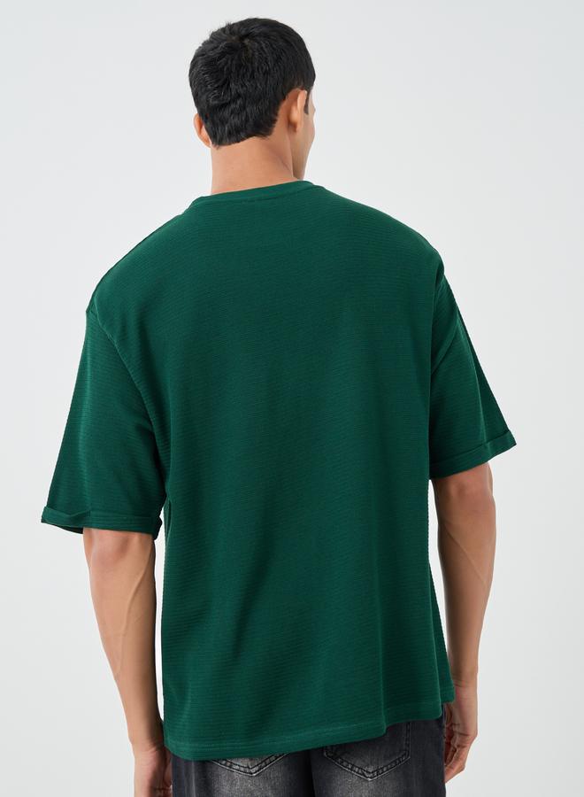Styli Styli Waffle Knit Oversized Round Neck T-Shirt  - Image 4