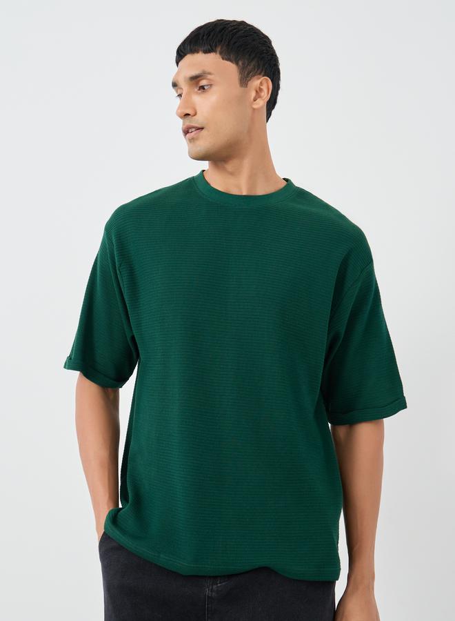 Styli Styli Waffle Knit Oversized Round Neck T-Shirt  - Image 1