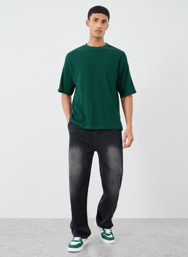 Styli Styli Waffle Knit Oversized Round Neck T-Shirt  - Image 2