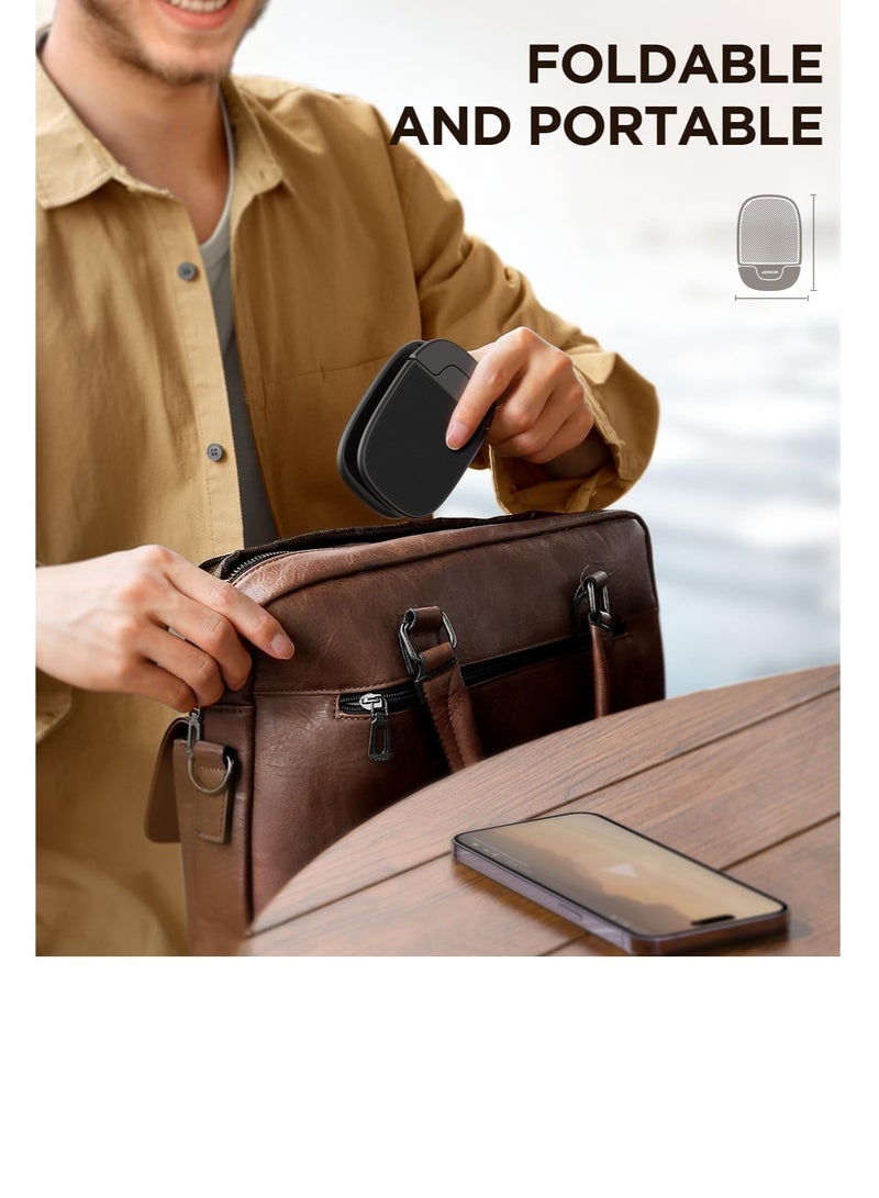 Excefore Desk Cell Phone Stand, Foldable Phone Stand, Metal Counterweight Base & Height Angle Adjustable Phone Stand, for 4.7"-11" Cell Phones and Tablets (Black) - Image 4