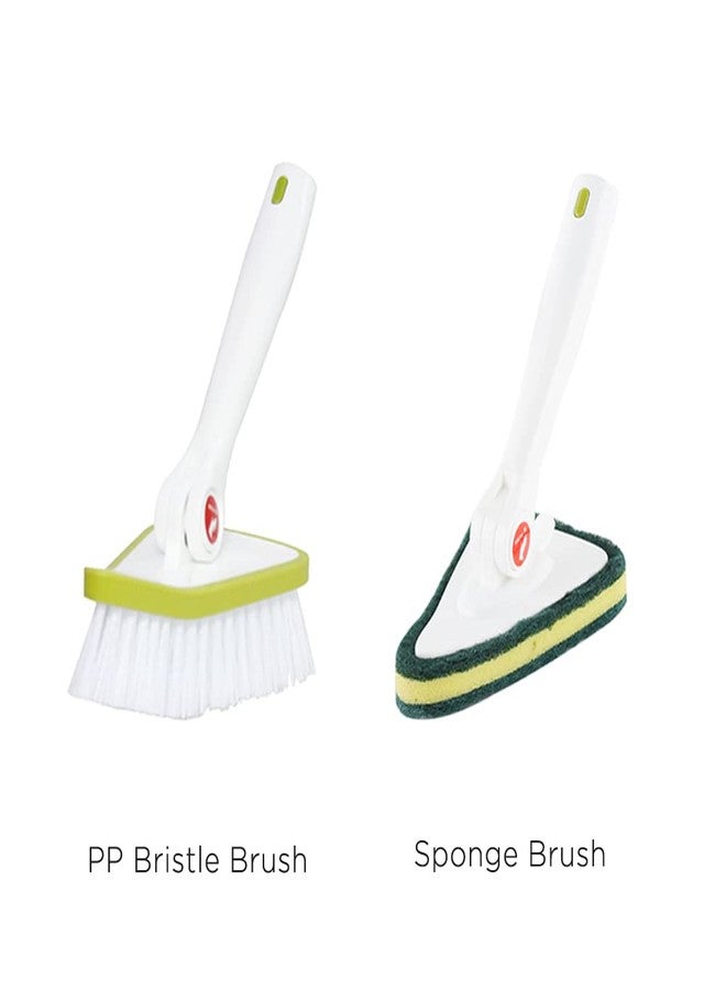 CQT 2 in 1 Bathroom Cleaning Brush with 48" Extendable Long Handle Detachable Scrub Brush with 2 Scrubber Heads and 2 Scouring Pad Head for Cleaning Bathtub Shower Bathroom Wall Bathtub Floor - Image 5