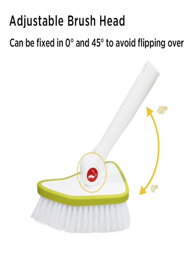 CQT 2 in 1 Bathroom Cleaning Brush with 48" Extendable Long Handle Detachable Scrub Brush with 2 Scrubber Heads and 2 Scouring Pad Head for Cleaning Bathtub Shower Bathroom Wall Bathtub Floor - Image 2