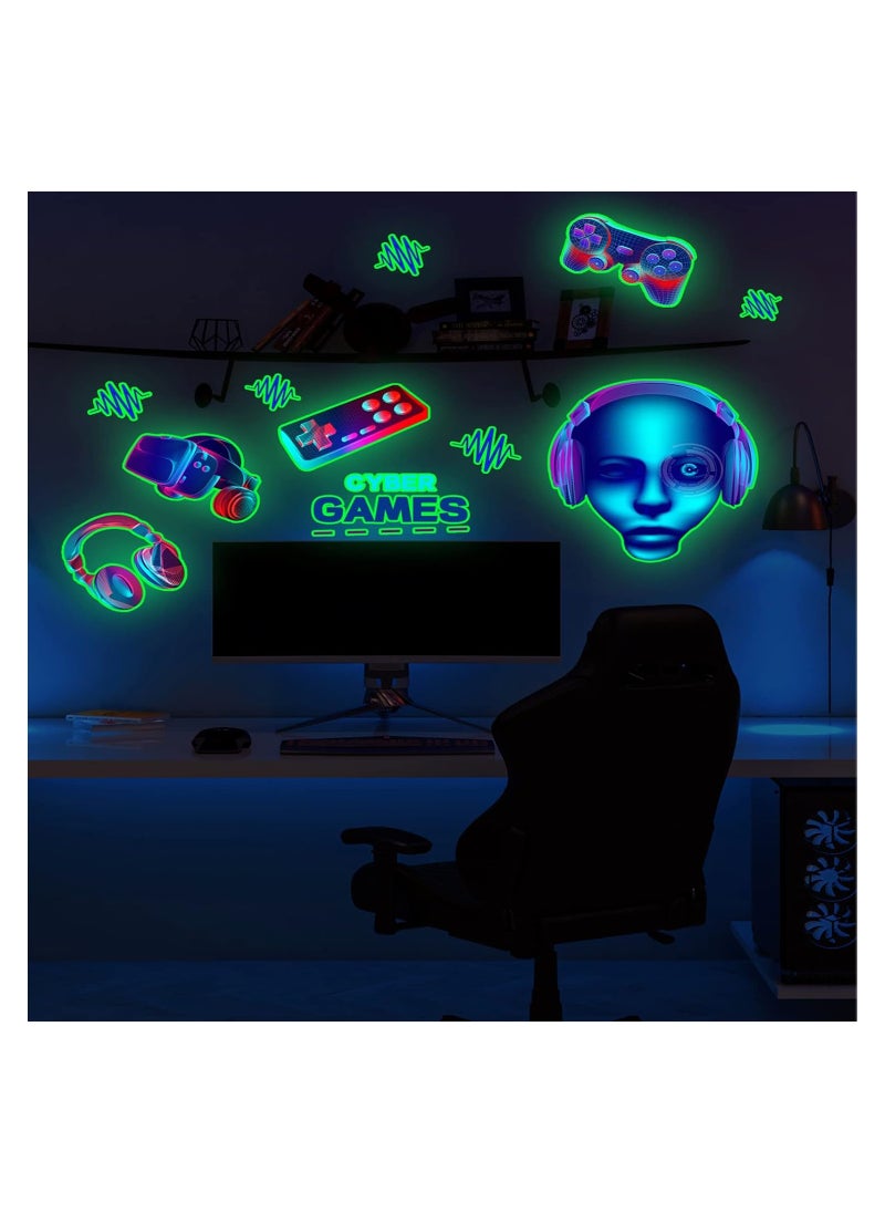 SYOSI - 3D Glow In The Dark Stickers, Wall Decal Gamer Boy, Wall Stickers Video Game Controller Wall Decor, for Boys Room Kids Bedroom Home Playroom Decoration, Gamers Gift, Self-Adhesive Waterproof - Image 1