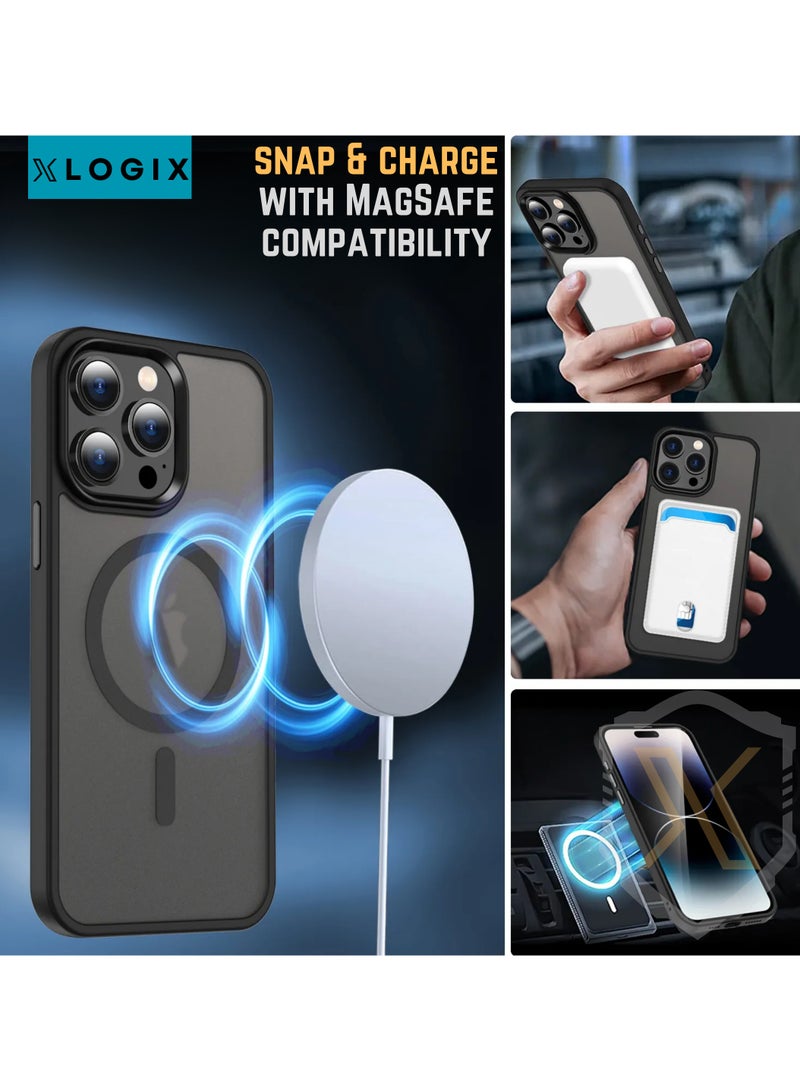 XLogix FrostX for iPhone 15 Pro Max Case, Frosted Black - Slim Protective Cover with MagSafe Compatibility | Shockproof & Scratch-Resistant Design, FrostX Series - Image 4