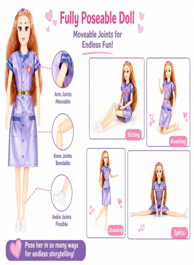 SUPER TOY Doctor Doll Playset for Girls with Medical Kit Accessories, Movable Joint Doll, Pretend Play Doctor Set Toy for Kids - Image 3