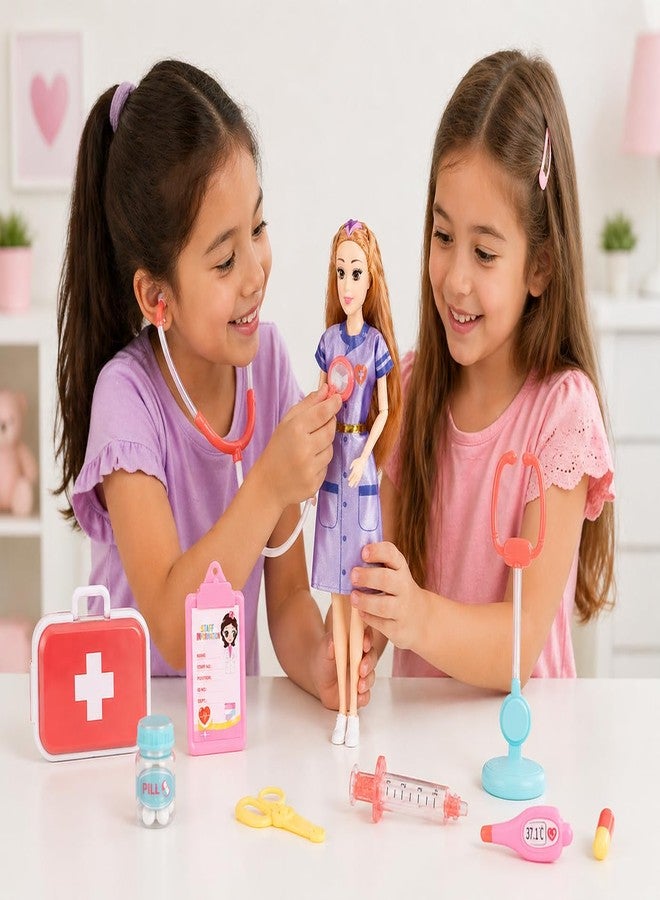 SUPER TOY Doctor Doll Playset for Girls with Medical Kit Accessories, Movable Joint Doll, Pretend Play Doctor Set Toy for Kids - Image 4