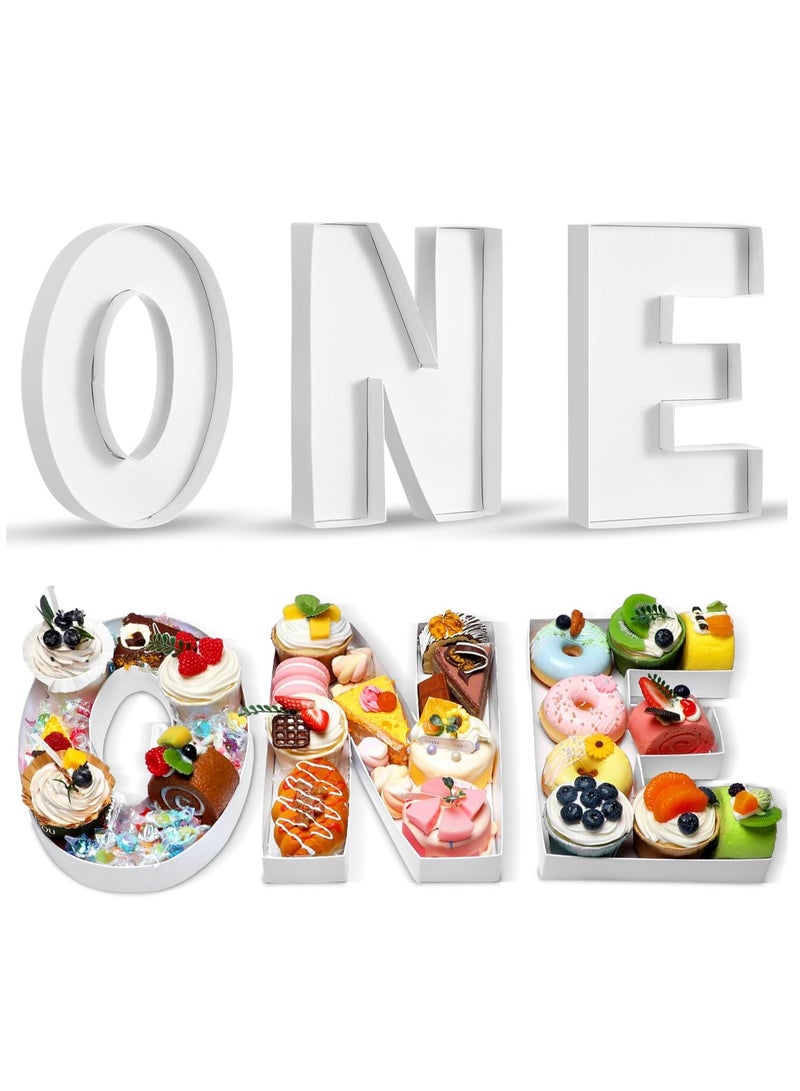 KASTWAVE 3 قطع منصة تعبئة رقم كرتونية لحفلة استقبال المولود، حرف كرتوني لمنصة الشاركوتيري، صندوق حرف الشاركوتيري شكل منصة، صندوق هدايا فارغ قابل للتعبئة لحفلة استقبال المولود - Image 1