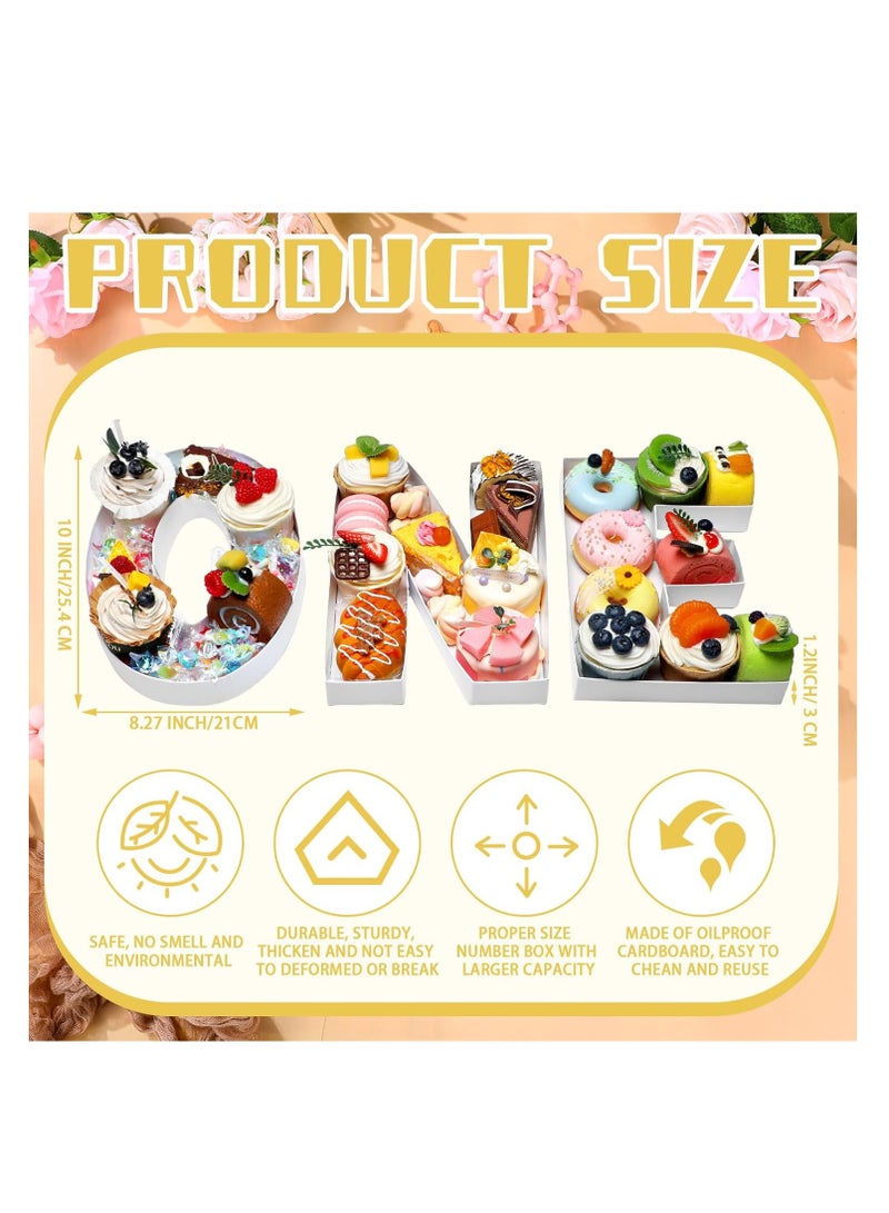 KASTWAVE 3 قطع منصة تعبئة رقم كرتونية لحفلة استقبال المولود، حرف كرتوني لمنصة الشاركوتيري، صندوق حرف الشاركوتيري شكل منصة، صندوق هدايا فارغ قابل للتعبئة لحفلة استقبال المولود - Image 4