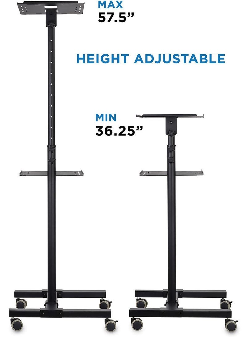 REBENUO Adjustable projector and laptop stand for comfortable positioning, projector display cart with wheels for smooth movement - Image 4
