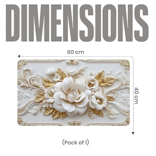 Arviz 3D Floral Bathroom Mat, Quick Dry Absorbent Silicone Floor Mat, Anti-Slip Rectangular Doormat for Bathroom, Super Soft Cushion Carpet Rug, Highly Absorbent Super Soft Door Mats for Home Kitchen - Image 2