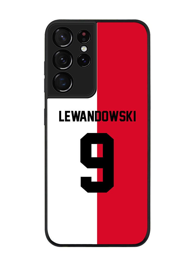 Stylizedd Rugged Black edge case for Samsung Galaxy S21 Ultra 5G Slim fit Soft Case Flexible Rubber Edges Anti Drop TPU Gel Thin Cover - Football Team - Poland Player Name - Lewandowski - Image 1