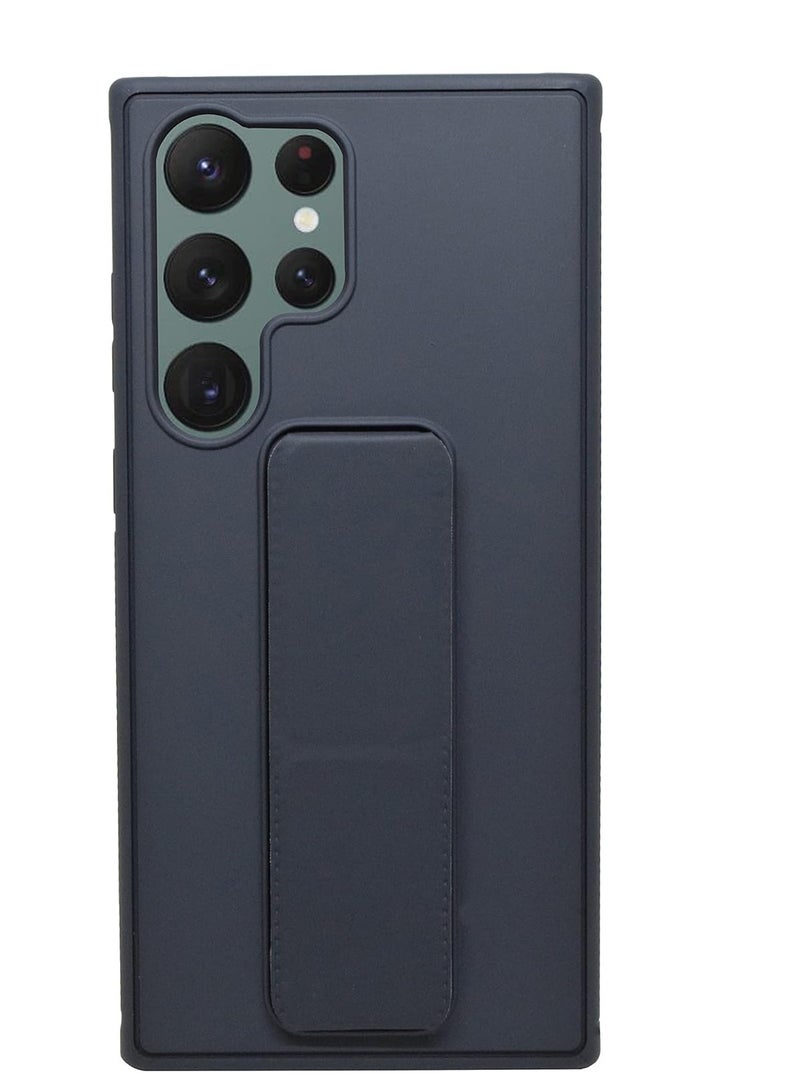 ELTRAZONE Galaxy S23 Ultra Case Fully Covered With Finger Grip Stand Holder Anti Slip Shockproof Protective Case Cover For Samsung Galaxy S23 Ultra 5G (Mid Night Blue) - Image 1