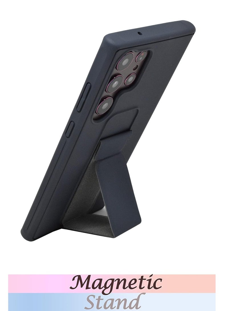 ELTRAZONE Galaxy S23 Ultra Case Fully Covered With Finger Grip Stand Holder Anti Slip Shockproof Protective Case Cover For Samsung Galaxy S23 Ultra 5G (Mid Night Blue) - Image 2