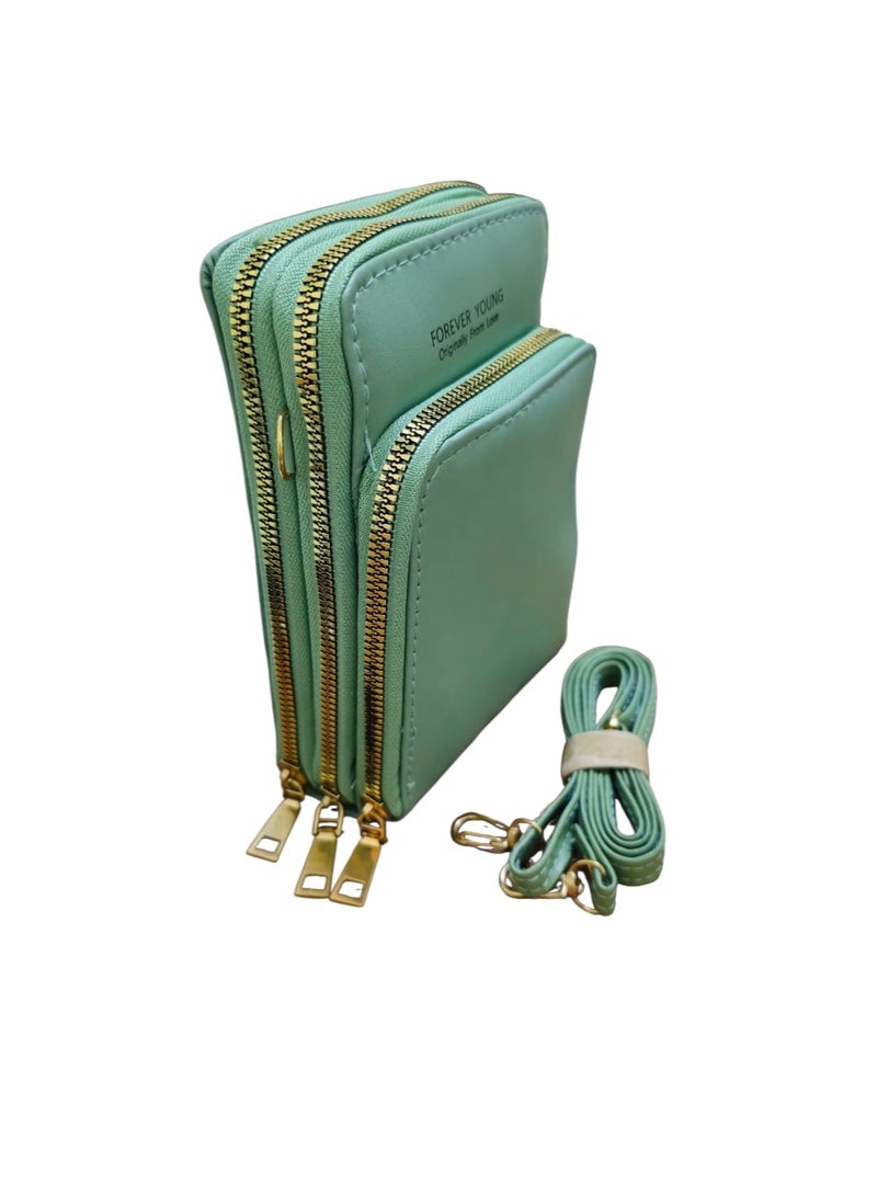 Women’s Simple Crossbody Bag – 3 Zippers - Image 1