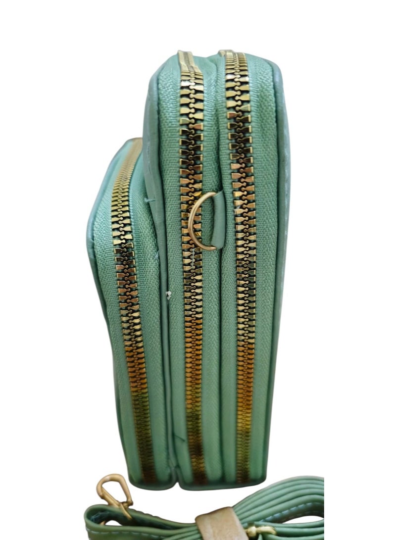 Women’s Simple Crossbody Bag – 3 Zippers - Image 2