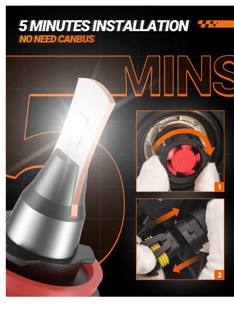 Excefore L2 H11/H8/H9/H16 Bulbs, 24000LM 800% Super Bright and Focused Beam Bulb with 15000RPM Cooling Fan, 5 Min Plug-N-Play, Powersports Accessory Lights (Pack of 2)  - Image 4