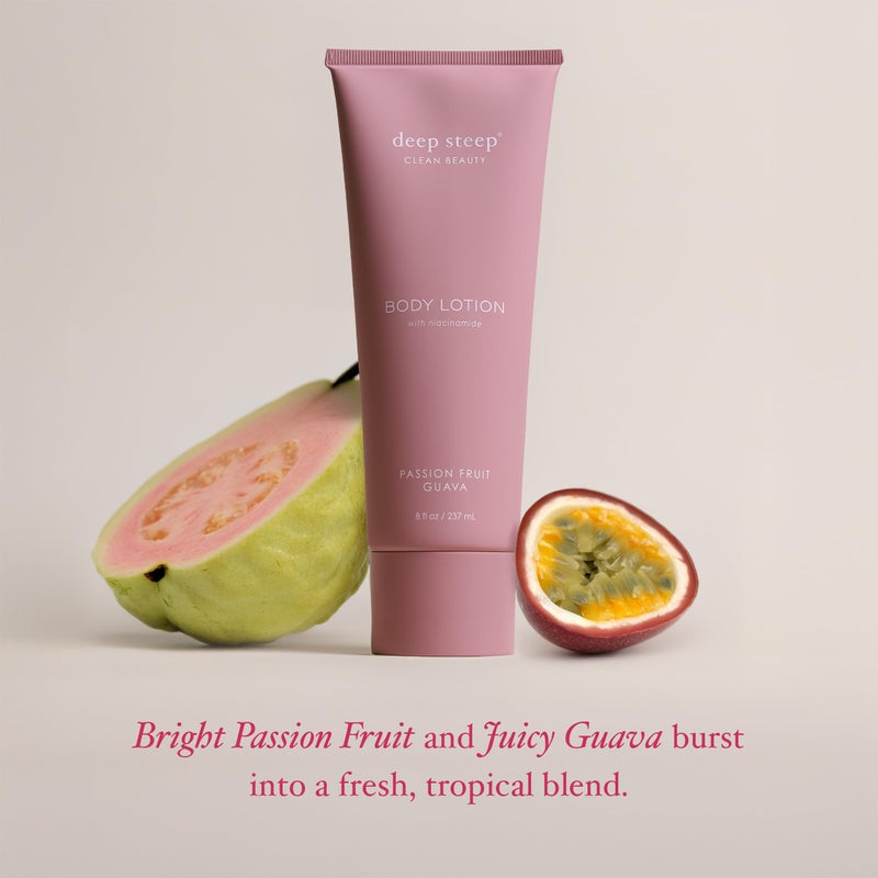 Deep Steep Body Lotion, Passion Fruit Guava, 8 oz â€“ Moisturizer with Coconut Oil, Shea Butter, Argan Oil, Aloe Vera & Niacinamide â€“ Vegan, Clean Beauty, Daily Skin Hydration - Image 4