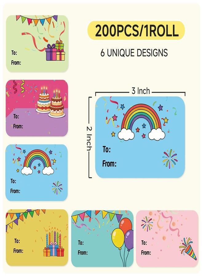 Trazzo Gift Tag Stickers Self-Adhesive Gift Name Tags with 6 Cute Designs for Birthday Gifts, Holiday Wrapping, Classroom Favors and Everyday Gifting, 200PCS to from Gift Label Stickers - Image 3
