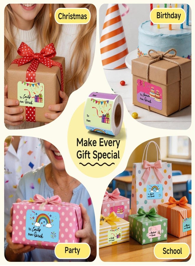 Trazzo Gift Tag Stickers Self-Adhesive Gift Name Tags with 6 Cute Designs for Birthday Gifts, Holiday Wrapping, Classroom Favors and Everyday Gifting, 200PCS to from Gift Label Stickers - Image 2
