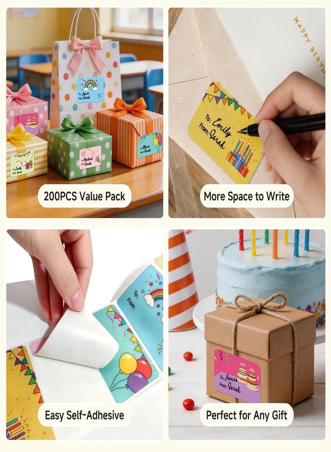 Trazzo Gift Tag Stickers Self-Adhesive Gift Name Tags with 6 Cute Designs for Birthday Gifts, Holiday Wrapping, Classroom Favors and Everyday Gifting, 200PCS to from Gift Label Stickers - Image 5