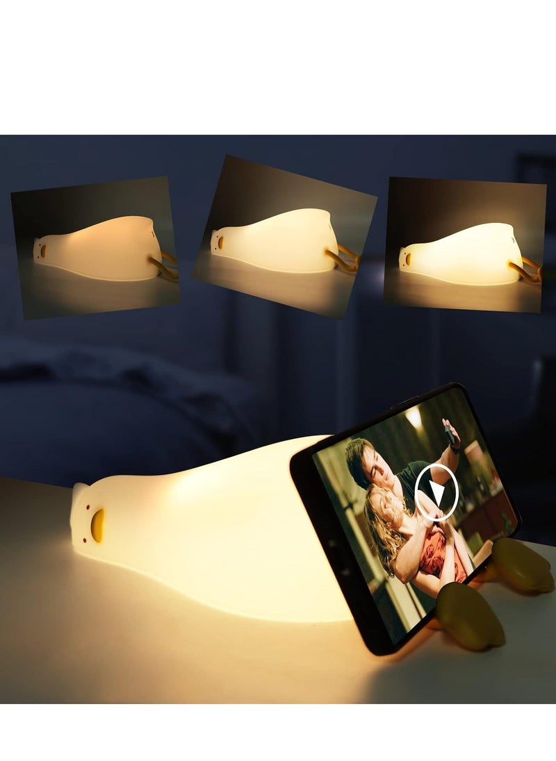 JAJEEK Flat Duck Night Light – Cute Kids Night Light with 3 Adjustable Speeds, Smart Bedside Lamp with Flap Sensor, Rechargeable Silicone Warm Light with 30-Minute Timer, Ideal for Children’s Room - Image 1