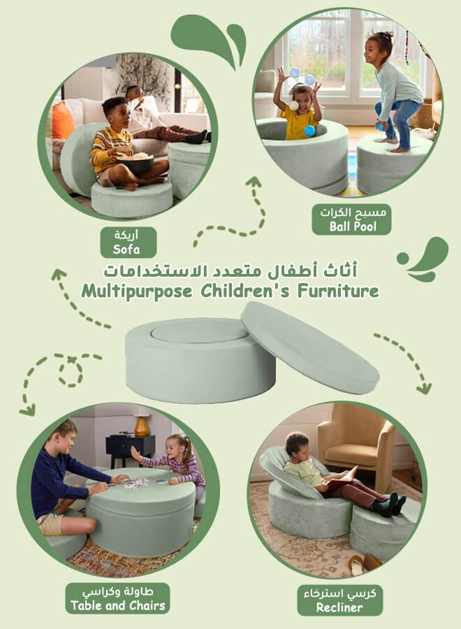 Hompenny Ramadan Gift,4-Piece Multifunctional Baby/Kids Chair Set—combines table & chairs, play sofa, ball pit, storage box, building blocks, and climbing training toy in one. A perfect gift for children, suitable for ages 1–12 - Image 3