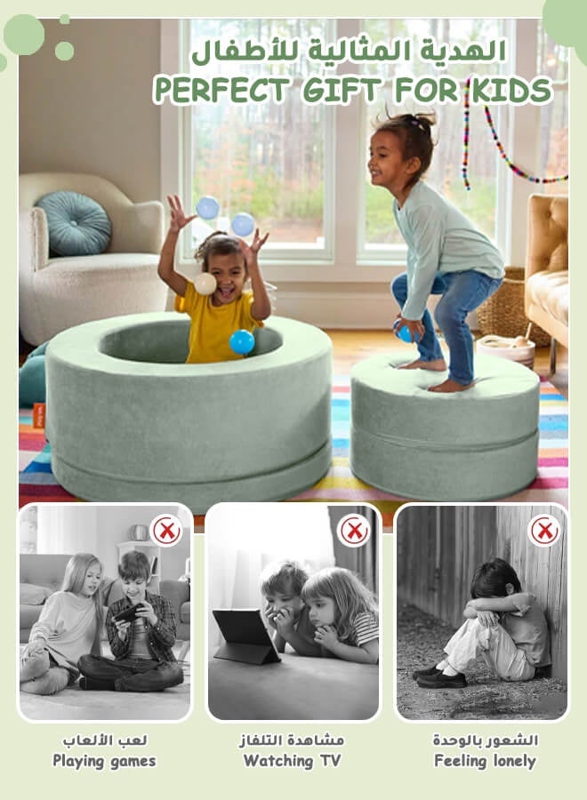 Hompenny Ramadan Gift,4-Piece Multifunctional Baby/Kids Chair Set—combines table & chairs, play sofa, ball pit, storage box, building blocks, and climbing training toy in one. A perfect gift for children, suitable for ages 1–12 - Image 5