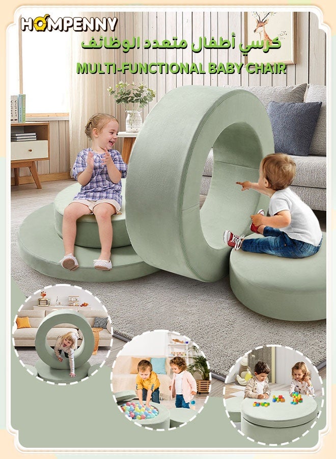 Hompenny Ramadan Gift,4-Piece Multifunctional Baby/Kids Chair Set—combines table & chairs, play sofa, ball pit, storage box, building blocks, and climbing training toy in one. A perfect gift for children, suitable for ages 1–12 - Image 1