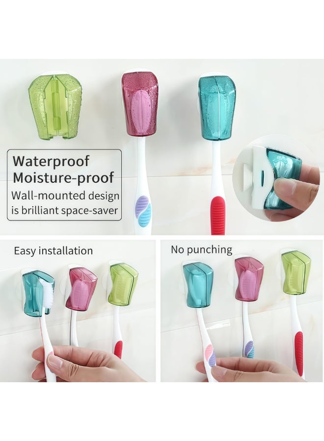 PAWSONIFY 6 Pack Travel Toothbrush Head Covers with Suction Cup Electric and Manual Toothbrush Cover Clip Portable Plastic Toothbrush Protector Cap Brush Pod Case for Traveling, Bathroom, Home - Image 3