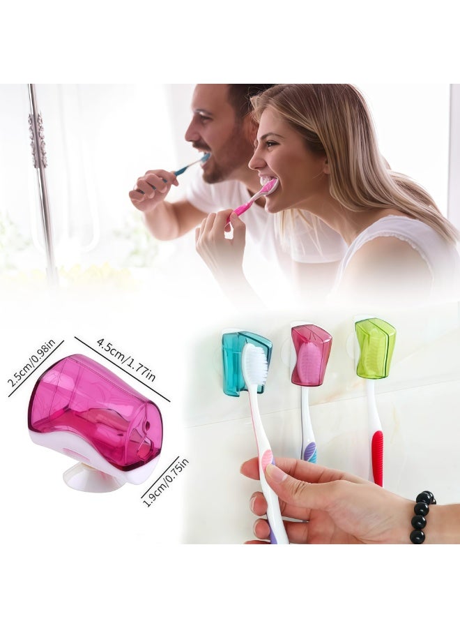 PAWSONIFY 6 Pack Travel Toothbrush Head Covers with Suction Cup Electric and Manual Toothbrush Cover Clip Portable Plastic Toothbrush Protector Cap Brush Pod Case for Traveling, Bathroom, Home - Image 2