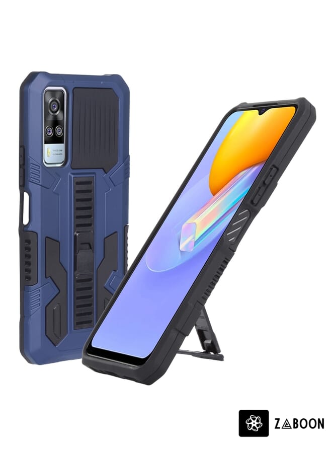 Zaboon Protective Case Cover For vivo Y51 2020 December Vanguard Warrior All Inclusive Double-color Shockproof TPU + PC  with Holder - Image 1