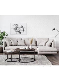Rock Pow Round Coffee Table Set of 2 Side Table Stacking Side Tables with Solid Wood Grain Table and Metal Frame for Living Room Sturdy and Easy Assembly  - Image 5