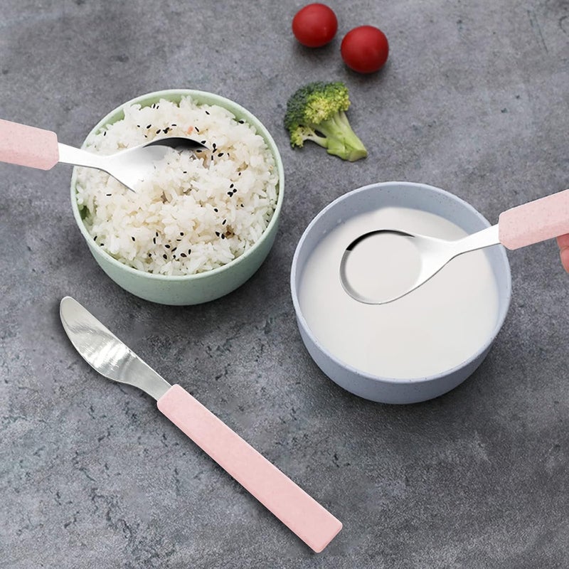 VANRA 3Piece Children Utensils Set 1810 Stainless Steel Child Flatware Set Silverware Knife Spoon Fork Set with Travel Case for Kids Lunch Box Pink - Image 2