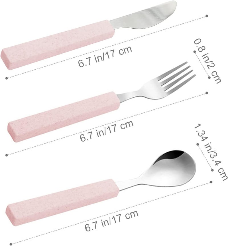 VANRA 3Piece Children Utensils Set 1810 Stainless Steel Child Flatware Set Silverware Knife Spoon Fork Set with Travel Case for Kids Lunch Box Pink - Image 3
