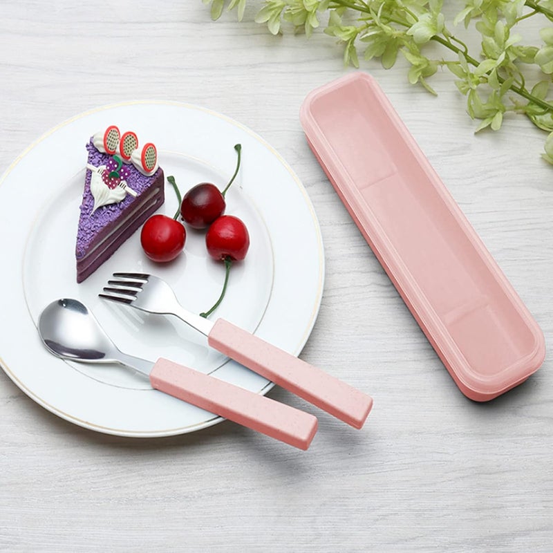 VANRA 3Piece Children Utensils Set 1810 Stainless Steel Child Flatware Set Silverware Knife Spoon Fork Set with Travel Case for Kids Lunch Box Pink - Image 5