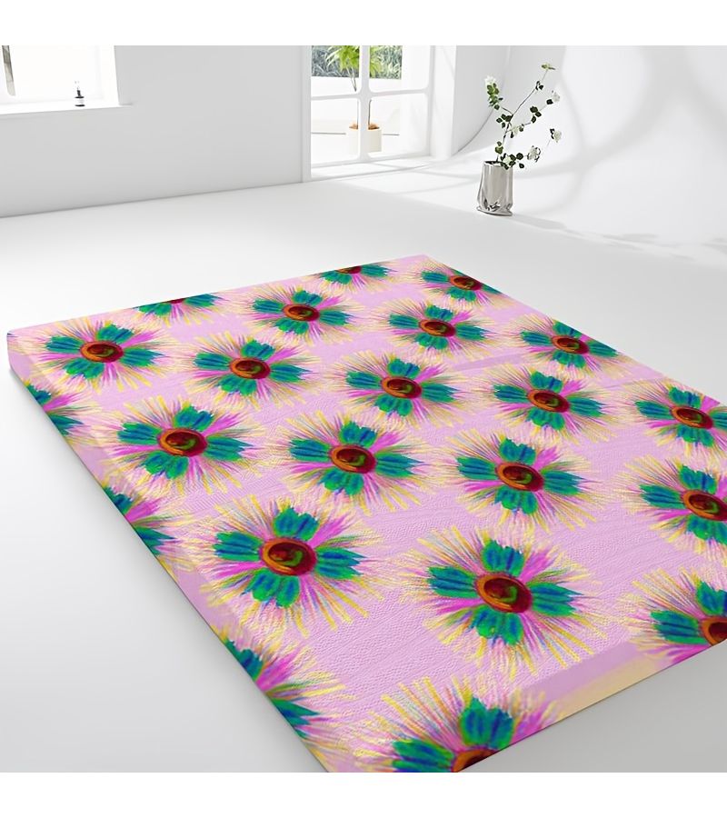 غطاء فراش مطبوع رقميًا بنقوش زهرية، مقاس 70×180 سم × 3.4 سم (27.56×70.87 بوصة)، تصميم رقيق مريح وقابل للتنفس، مثالي لغرفة النوم والسكن الجامعي. - Image 3