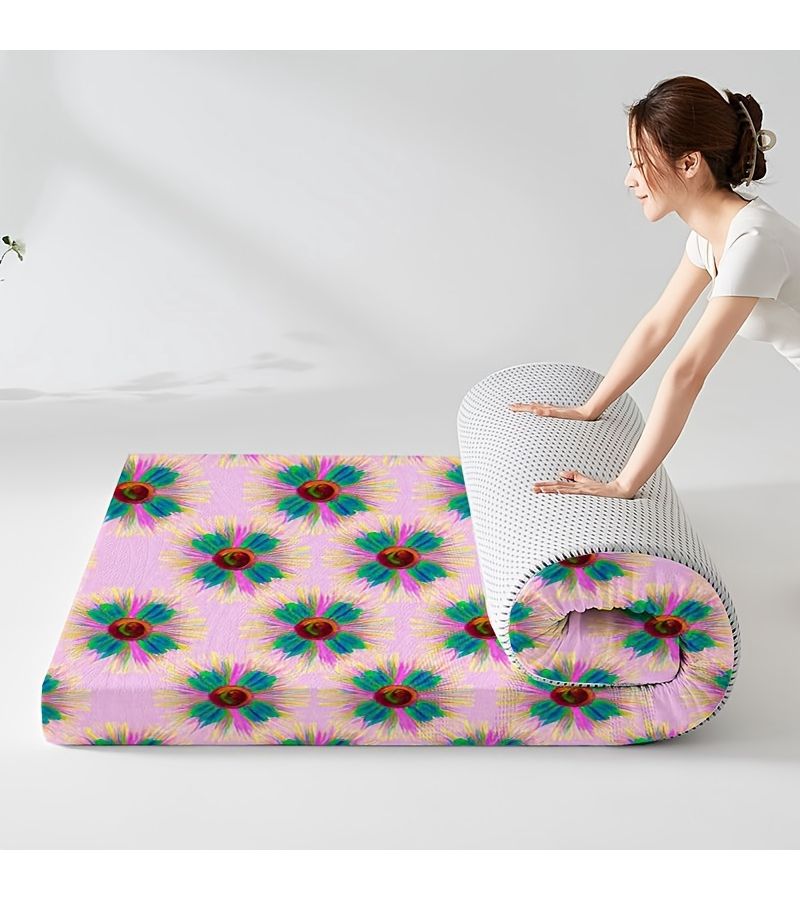 غطاء فراش مطبوع رقميًا بنقوش زهرية، مقاس 70×180 سم × 3.4 سم (27.56×70.87 بوصة)، تصميم رقيق مريح وقابل للتنفس، مثالي لغرفة النوم والسكن الجامعي. - Image 2