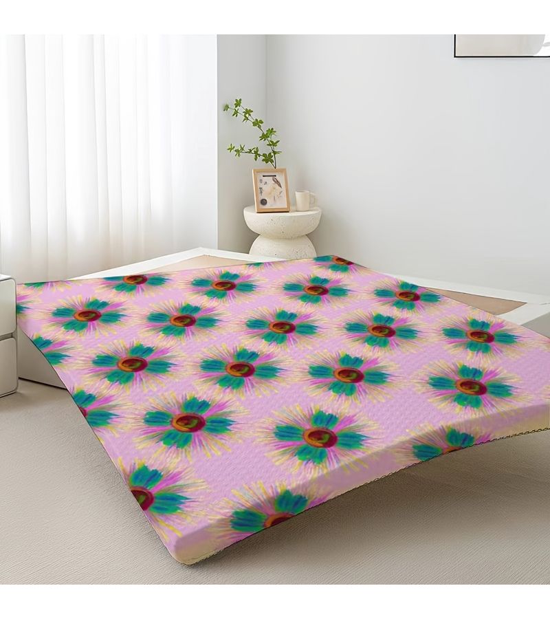 غطاء فراش مطبوع رقميًا بنقوش زهرية، مقاس 70×180 سم × 3.4 سم (27.56×70.87 بوصة)، تصميم رقيق مريح وقابل للتنفس، مثالي لغرفة النوم والسكن الجامعي. - Image 1