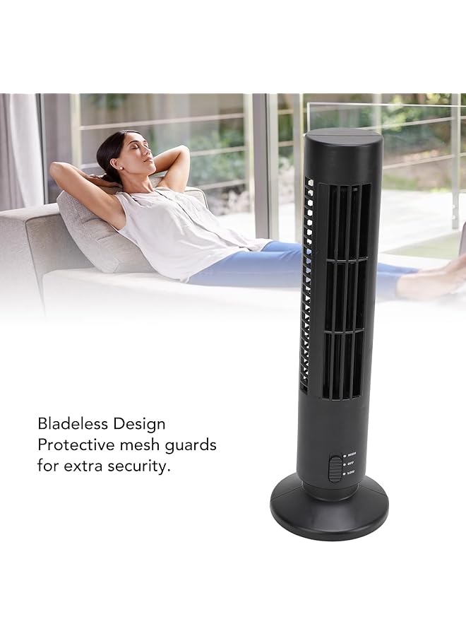 إيروريكس مروحة مكتب محمولة بدون شفرات مروحة تبريد هادئة مع سرعتين تعمل بمنفذ USB مروحة برجية للمكتب والمنزل وهدايا عيد الميلاد للرجال والنساء والأم والأب - Image 3