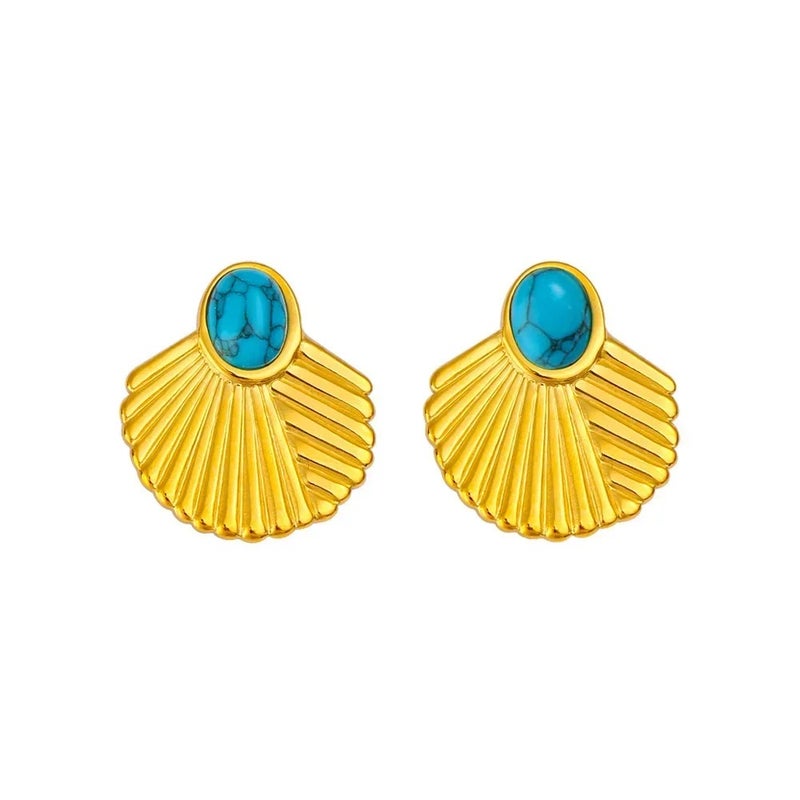 The Black Pearl Accessories Turquoise Golden Stainless Steel Earring - Image 1