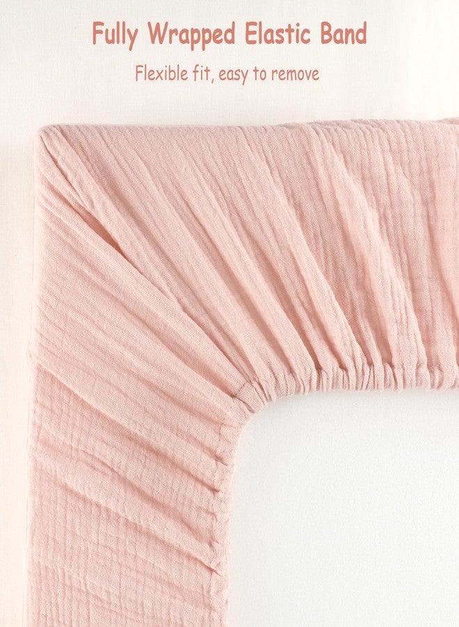 Hooyax شراشف سرير موسلين هوياكس 2 عبوة للأطفال، متوافقة مع شراشف سرير بجانب السرير للفتيات والفتيان، فائقة النعومة وصديقة للبشرة (وردي، زهور) - Image 4