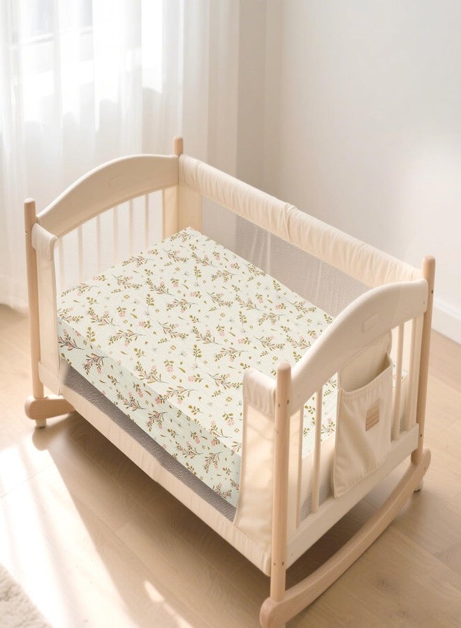 Hooyax شراشف سرير موسلين هوياكس 2 عبوة للأطفال، متوافقة مع شراشف سرير بجانب السرير للفتيات والفتيان، فائقة النعومة وصديقة للبشرة (وردي، زهور) - Image 5