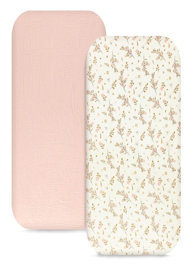 Hooyax شراشف سرير موسلين هوياكس 2 عبوة للأطفال، متوافقة مع شراشف سرير بجانب السرير للفتيات والفتيان، فائقة النعومة وصديقة للبشرة (وردي، زهور) - Image 1