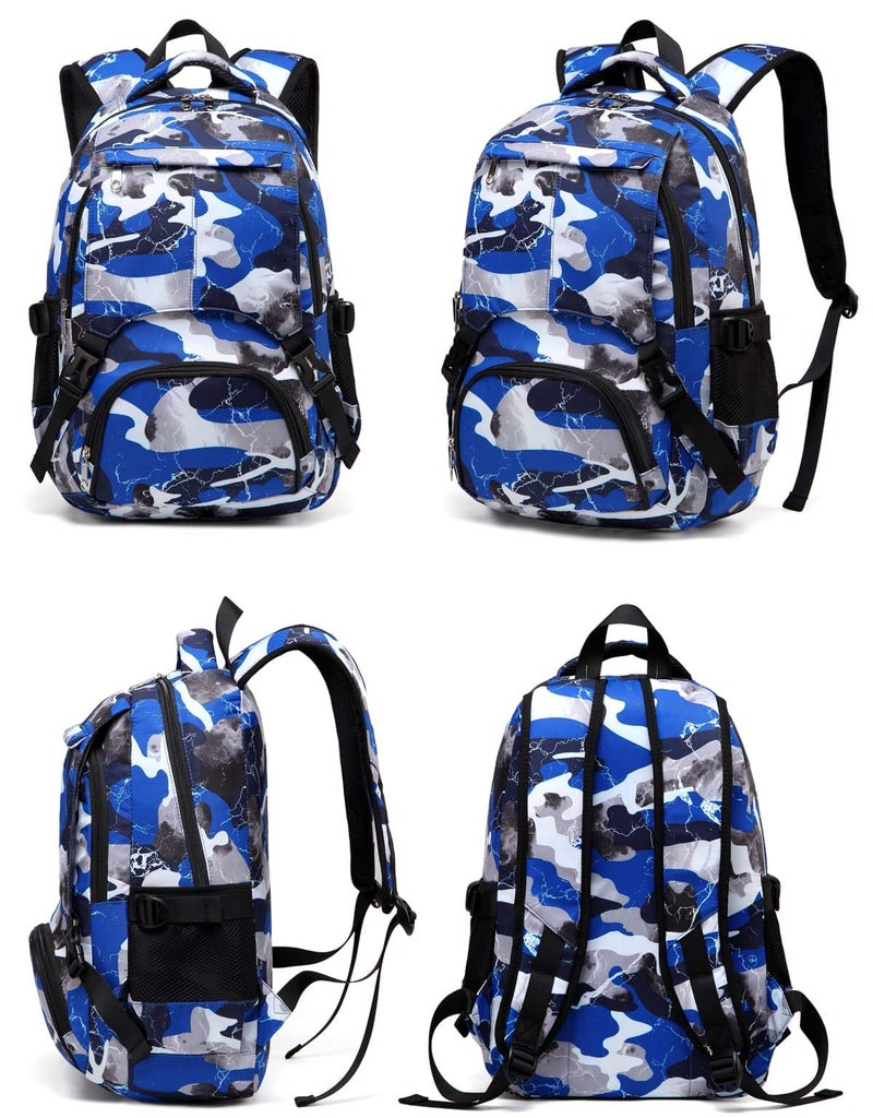 BLUEFAIRY Kids Backpack for Girls Boys Elementary Middle School Bookbag for Teens Ages 8-10 Back to School Bags Large Compartment Mochila Escolar para NiÃ±os Camo Blue - Image 2
