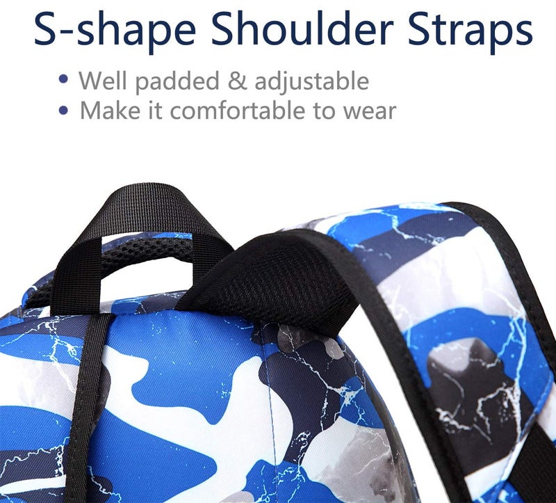 BLUEFAIRY Kids Backpack for Girls Boys Elementary Middle School Bookbag for Teens Ages 8-10 Back to School Bags Large Compartment Mochila Escolar para NiÃ±os Camo Blue - Image 4